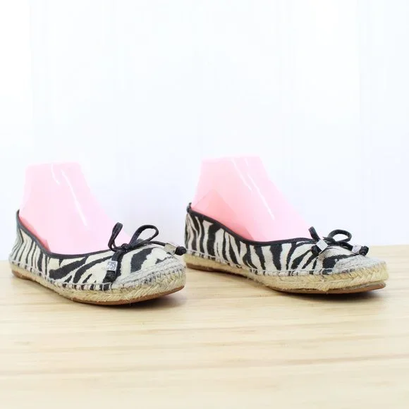 MICHAEL KORS Women's Black Zebra Print Espadrille Ballet Flats Shoes 8 - Picture 3 of 9